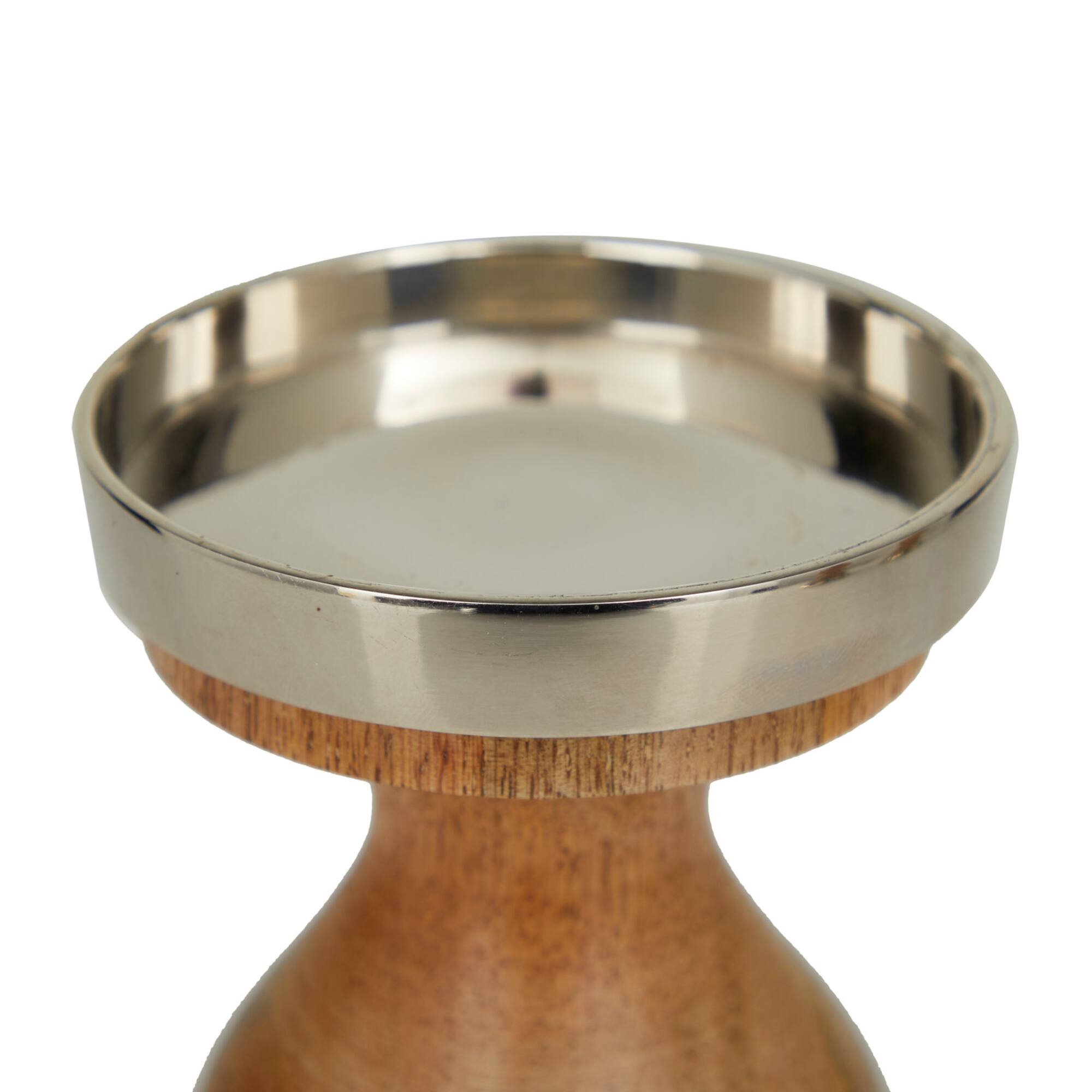 Silver Wood Candle Holder Set